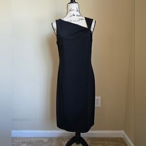David Meister black dress coctail sleeveless womens 10